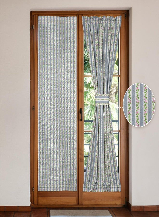 Moslovstar Linen French Door Curtains Set of 2, Elegant Country Style Wisteria Flower Front Door Curtain Dual Rod Pocket Tiebacks Included, 25" W x 72" L - Image 1